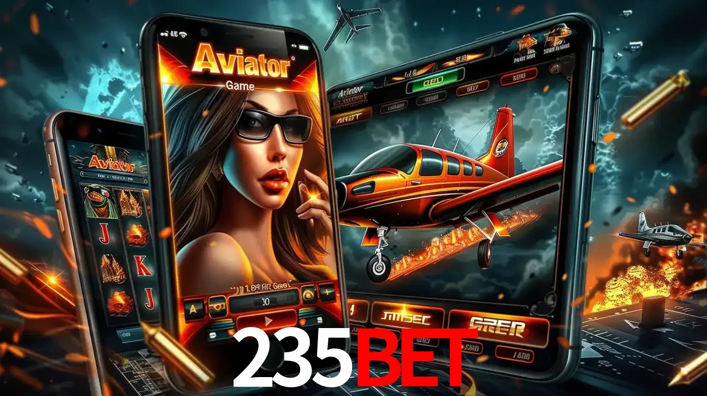 O popular jogo de apostas Aviator exibido em vários celulares e tablets, mostrando a interface emocionante e a ação de voo disponíveis para jogar agora no 235bet.