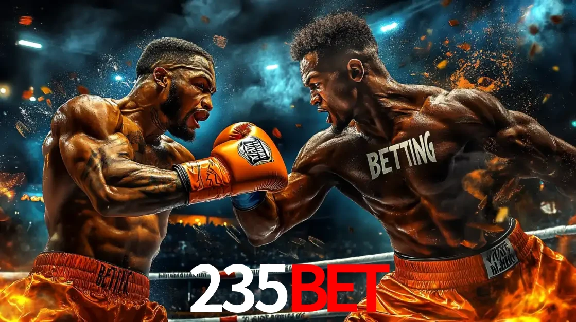 Dois boxeadores em uma luta intensa e explosiva, representando a adrenalina e as oportunidades de apostas em esportes de combate disponíveis na plataforma 235bet.