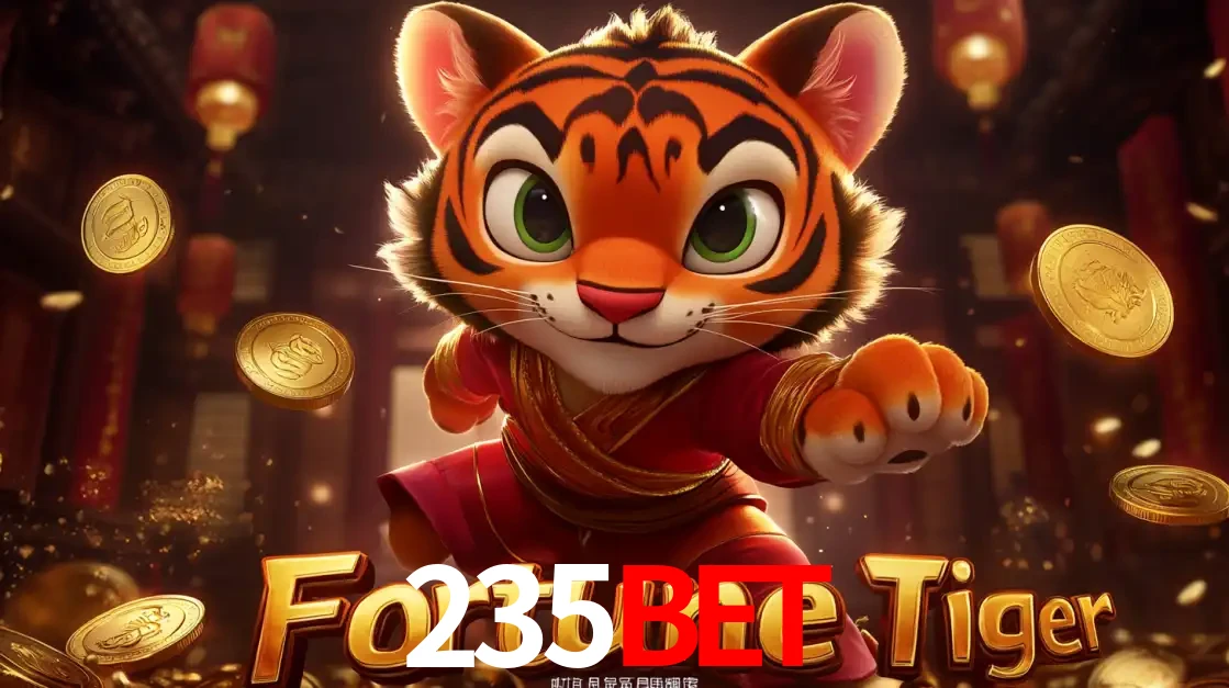 O carismático mascote do jogo de slot Fortune Tiger, um tigre fofo em pose de artes marciais, pronto para trazer sorte e multiplicadores de ganhos no cassino online 235bet.