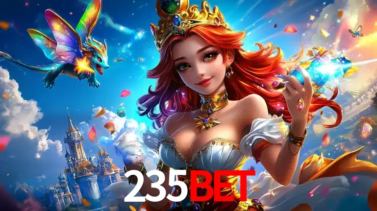 A princesa de um reino de fantasia mágico, com seu pequeno dragão, apresentando um mundo de prêmios encantados nos jogos de caça-níqueis do cassino 235bet.